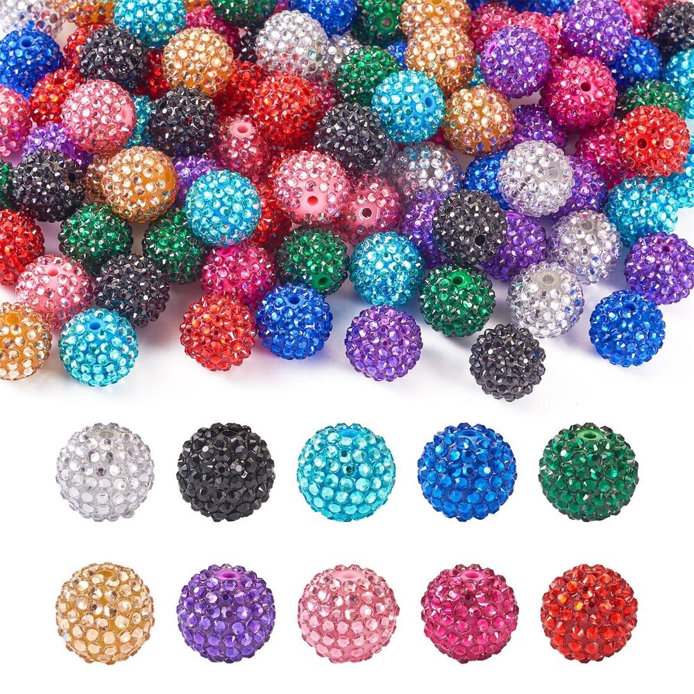 8824 Beadthoven 100PCS 20mm Rhinestone Christmas Beads - 10 Colors Chunky